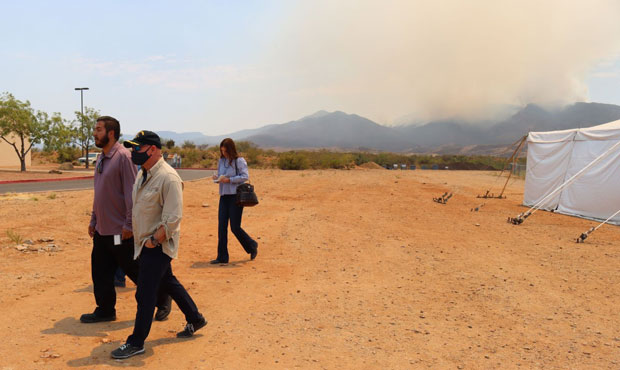 U.S. Sen. Mark Kelly received briefings Sunday, June 13, 2021, at the command centers for Arizona's...
