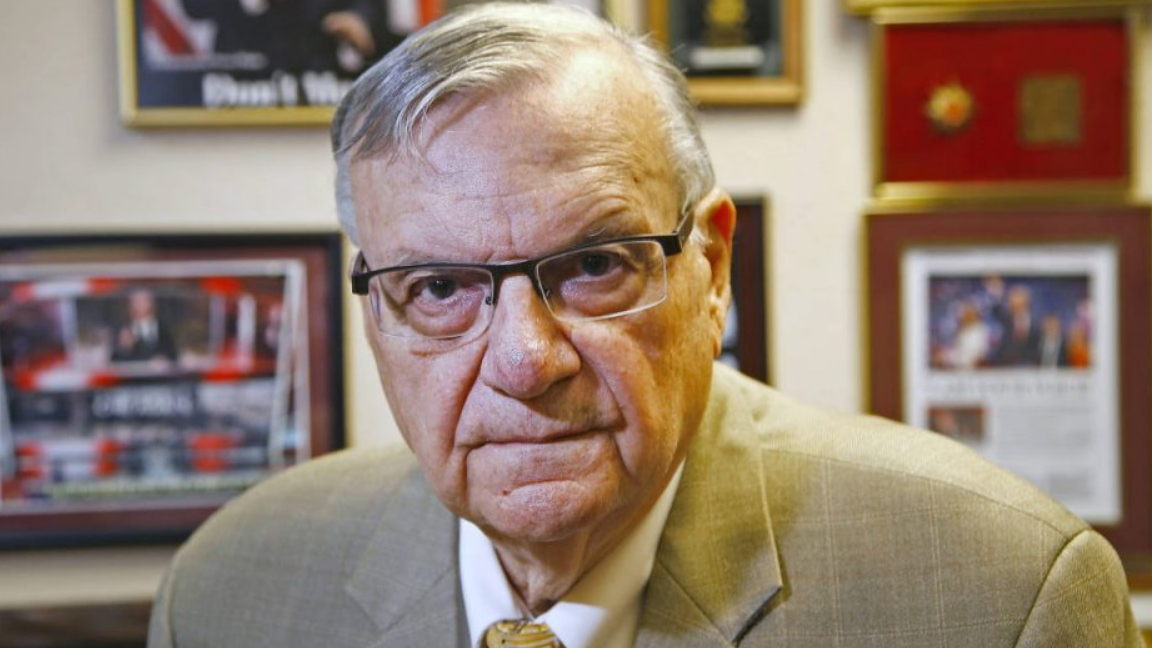Former Maricopa County Sheriff Joe Arpaio poses for a portrait at his private office in Fountain Hi...