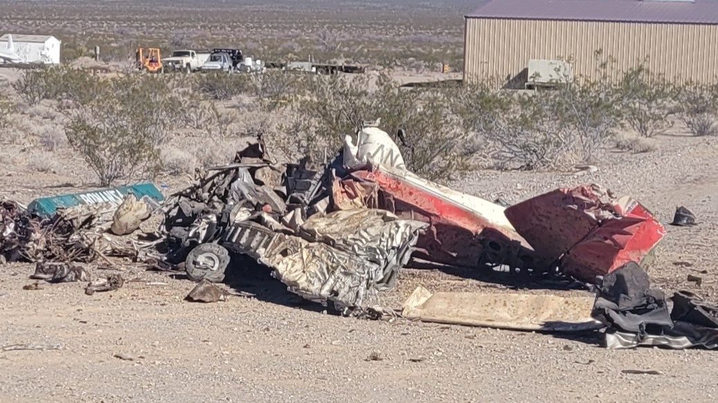 A pilot and passenger died after a plane crashed in White Hills, Arizona on Feb. 19, 2022. (Photo p...