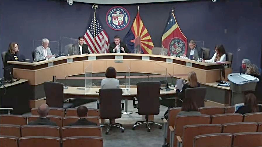 Maricopa County Board of Supervisors' informal meeting March 7, 2022. (Screenshot via Maricopa Coun...