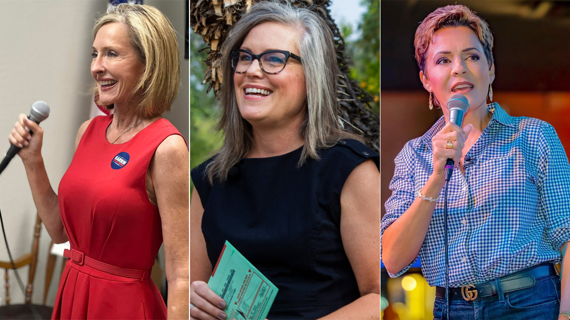 (Facebook Photos/Karrin Taylor Robson, Katie Hobbs, The Kari Lake)...