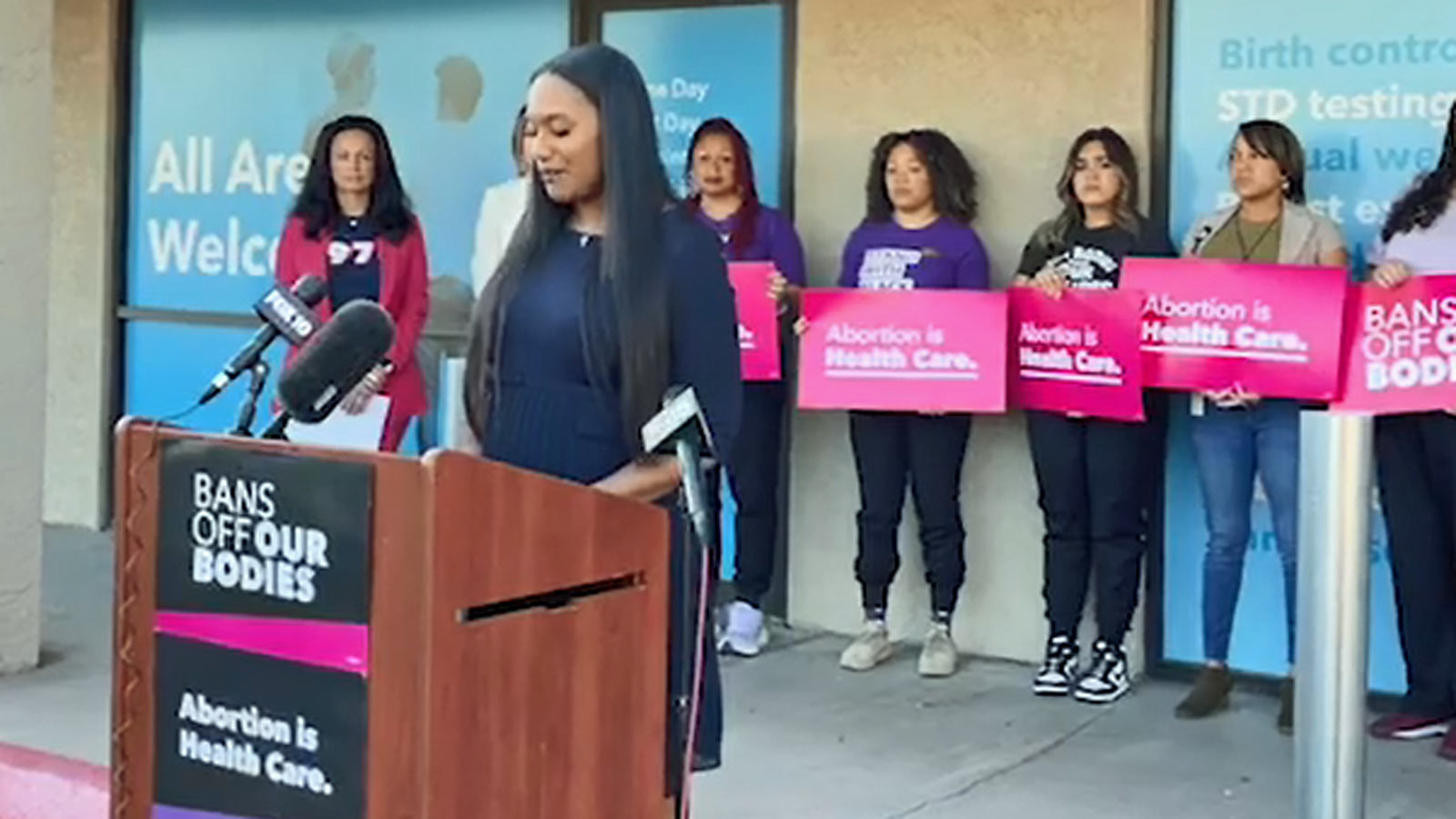 Brittany Fonteno, president and CEO of Planned Parenthood Arizona, speaks during a press conference...