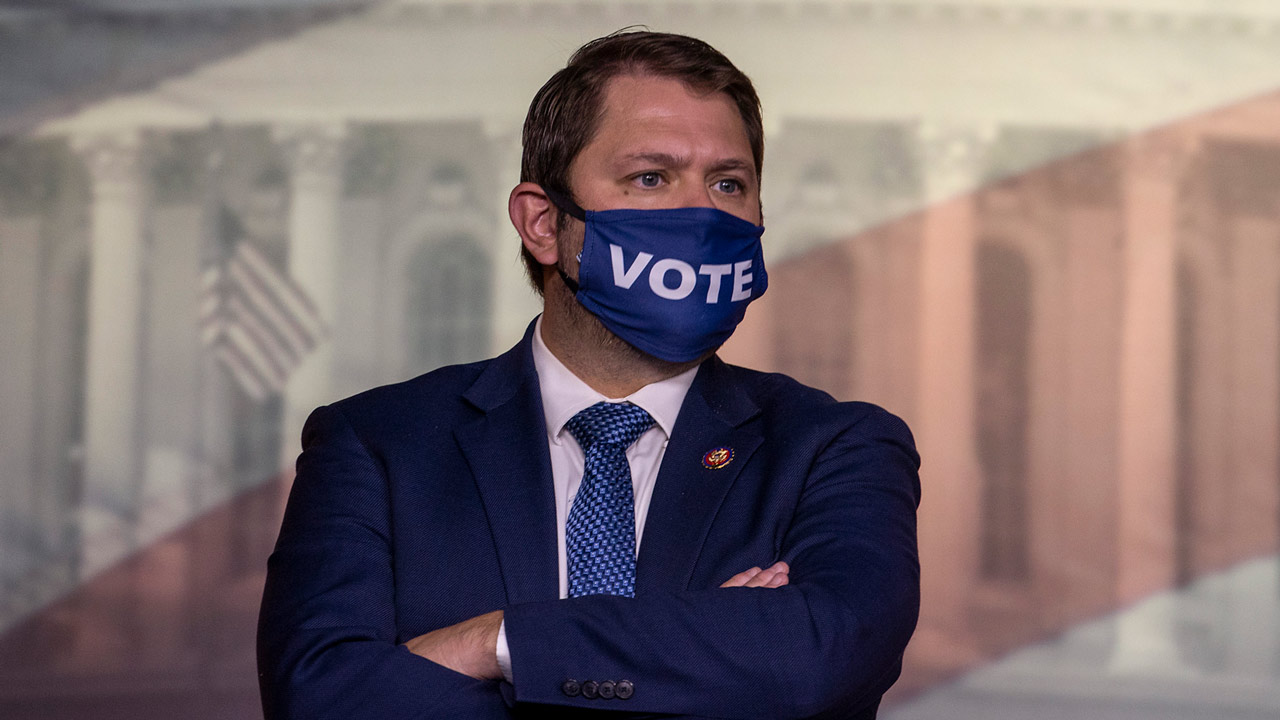 Rep. Ruben Gallego (D-AZ) looks on during a press conference on Capitol Hill on June 30, 2020, in W...