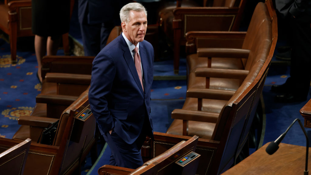 U.S. House Minority Leader Kevin McCarthy (R-Calif.) moves through the House Chamber in between rol...