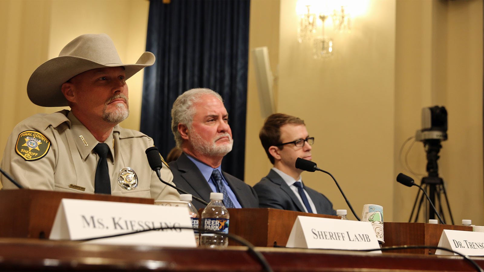 Pinal County Sheriff Mark Lamb, left, and Yuma Regional Medical Center President and CEO Robert Tre...