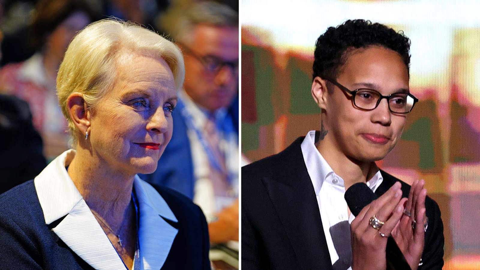 From left, Cindy McCain and Brittney Griner (Getty Images Photos)...