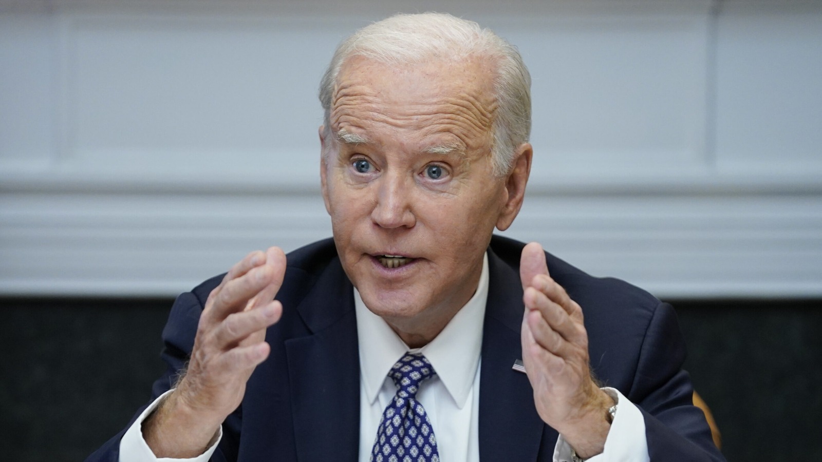 FILE - President Joe Biden speaks during a meeting with his "Investing in America Cabinet," in the ...