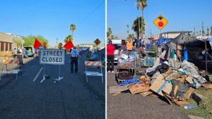 Zone homeless encampment cleanup continues on 3rd Phoenix block