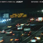 sign advising drivers about closure at 75th avenue