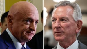 Sen. Mark Kelly of Arizona denounces Sen. Tommy Tuberville for blocking military promotions