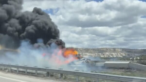 Crews plan to extinguish fire Saturday night from train derailment near Arizona-New Mexico line