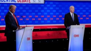 A halting Biden tries to confront Trump at debate but stirs Democratic panic about his candidacy