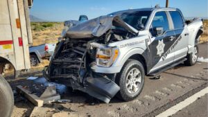 Driver crashes into DPS vehicle during commercial vehicle inspection