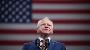 Tim Walz speaking in Phoenix on Tuesday, same day as presidential debate