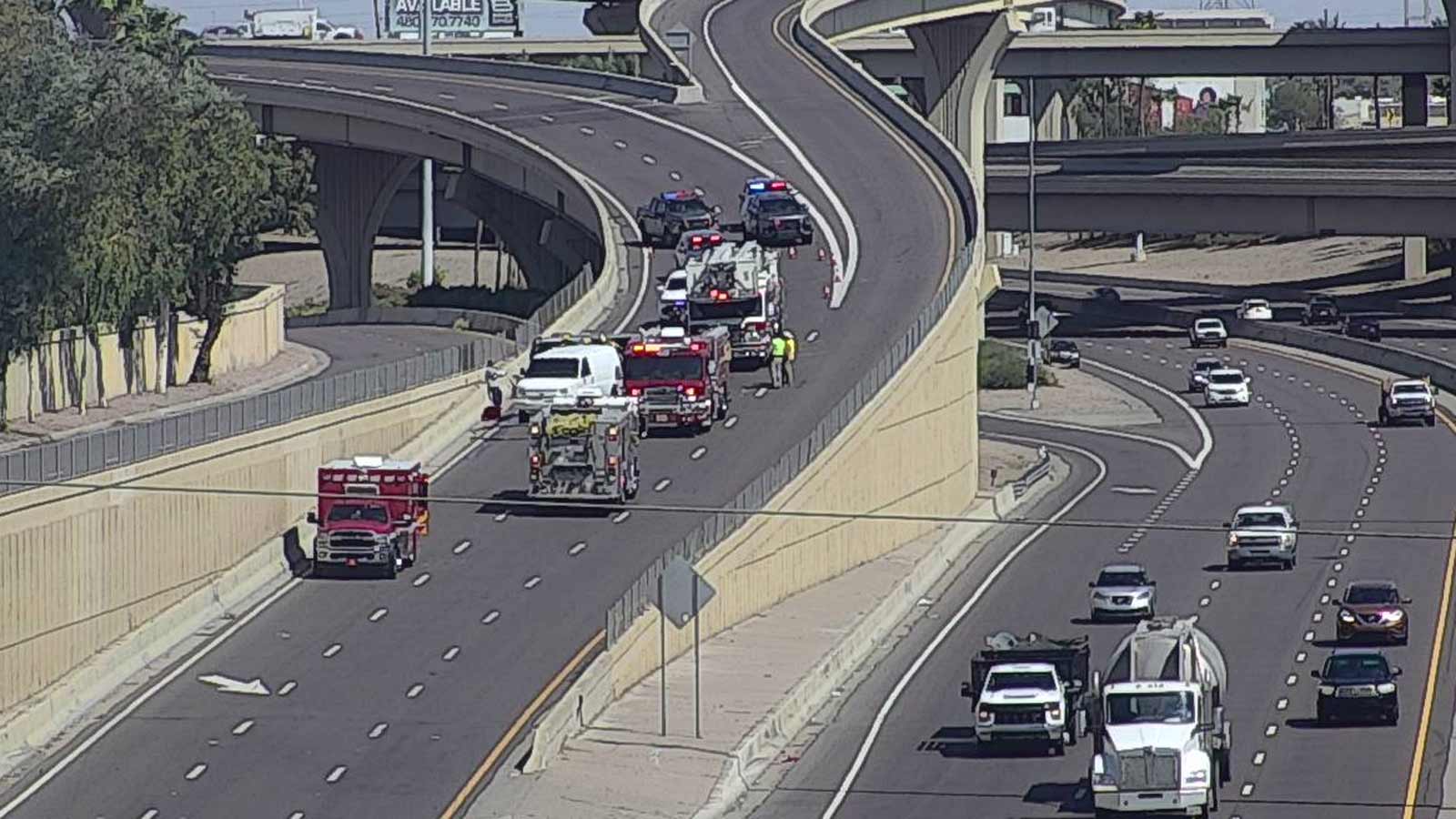A crash hindered traffic on the transition ramps from Interstate 10 to southbound I-17 on Monday, S...