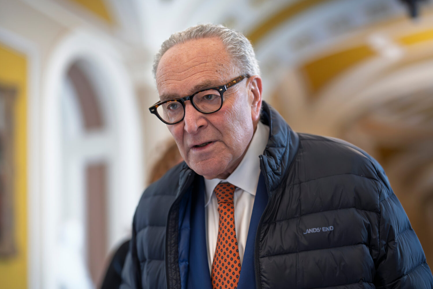 Senate Minority Leader Chuck Schumer, D-N.Y., arrives at his office as the Senate returns at the Ca...