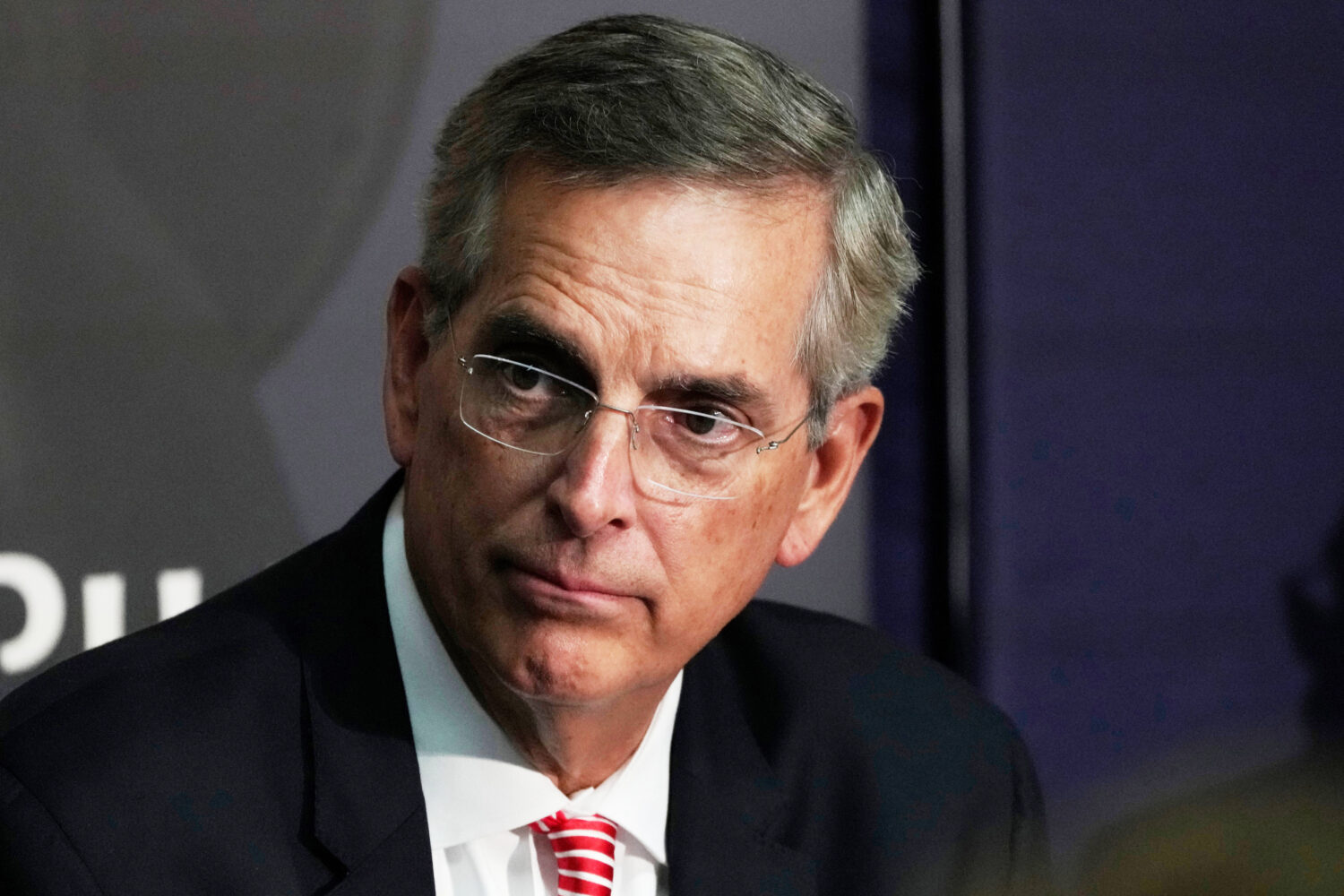FILE - Georgia Secretary of State Brad Raffensperger participates in an election forum, Sept. 19, 2...