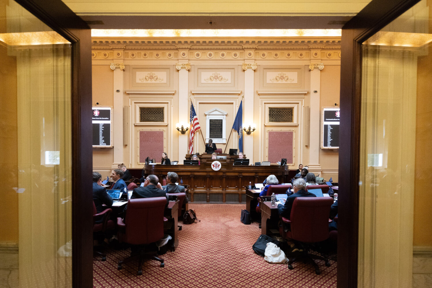 FILE - Republican gubernatorial candidate and Lt. Gov. Winsome Earle-Sears resides over the Virgini...