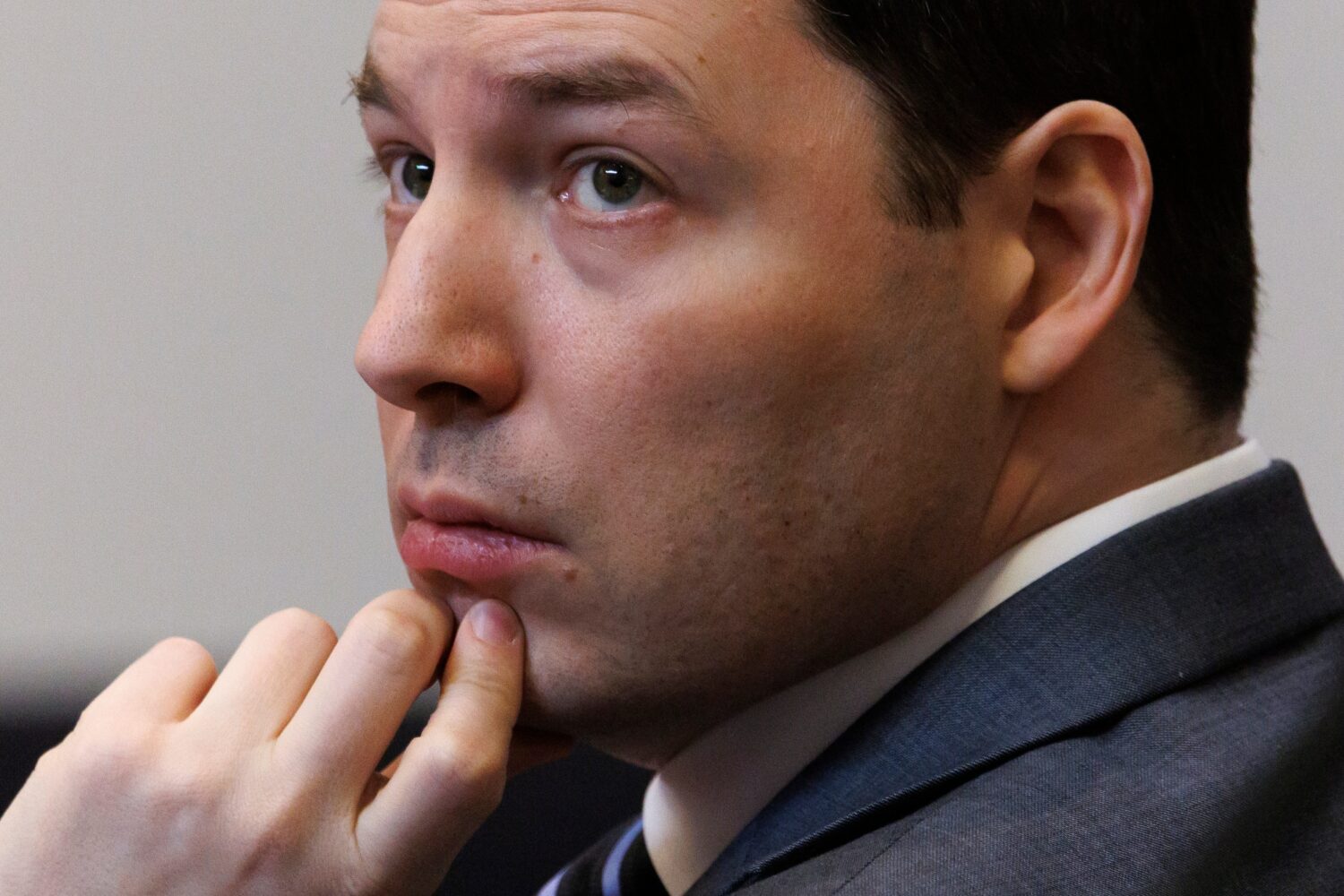 Brendan Banfield looks on during his double murder trial in Fairfax County Circuit Court, Wednesday...