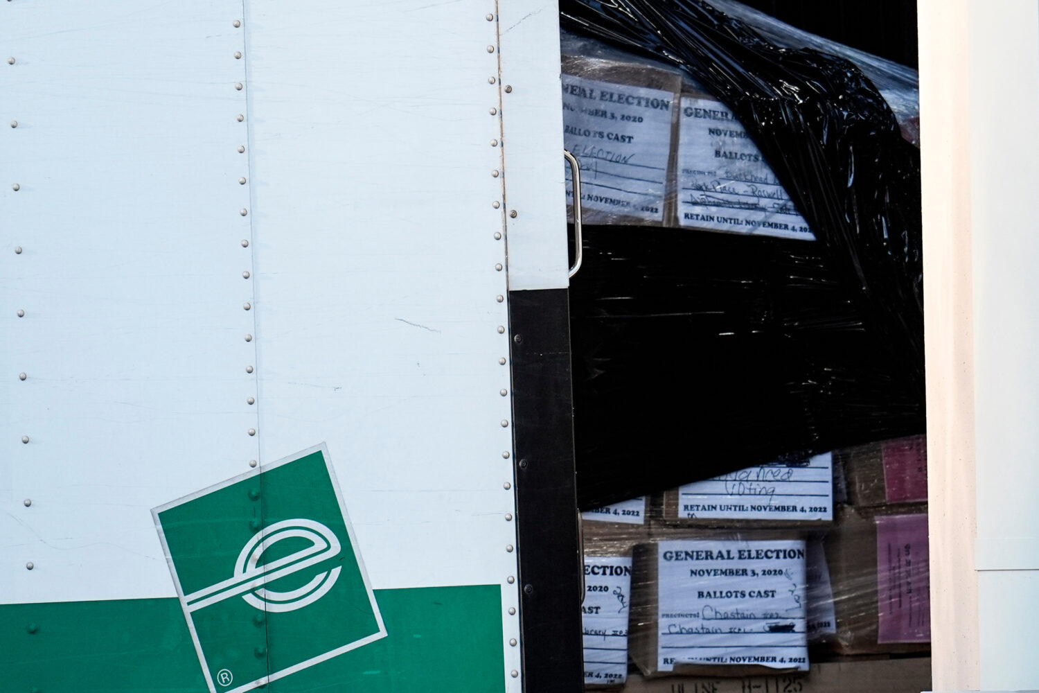 Georgia General Election 2020 ballots are loaded by the FBI onto trucks at the Fulton County Electi...