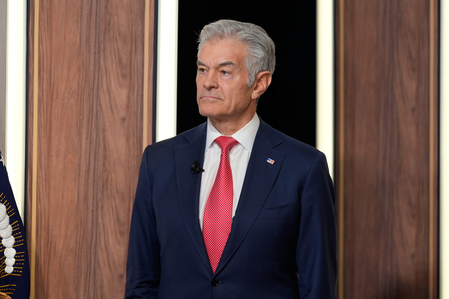Centers for Medicare & Medicaid Services administrator Dr. Mehmet Oz listens as President Donald Tr...