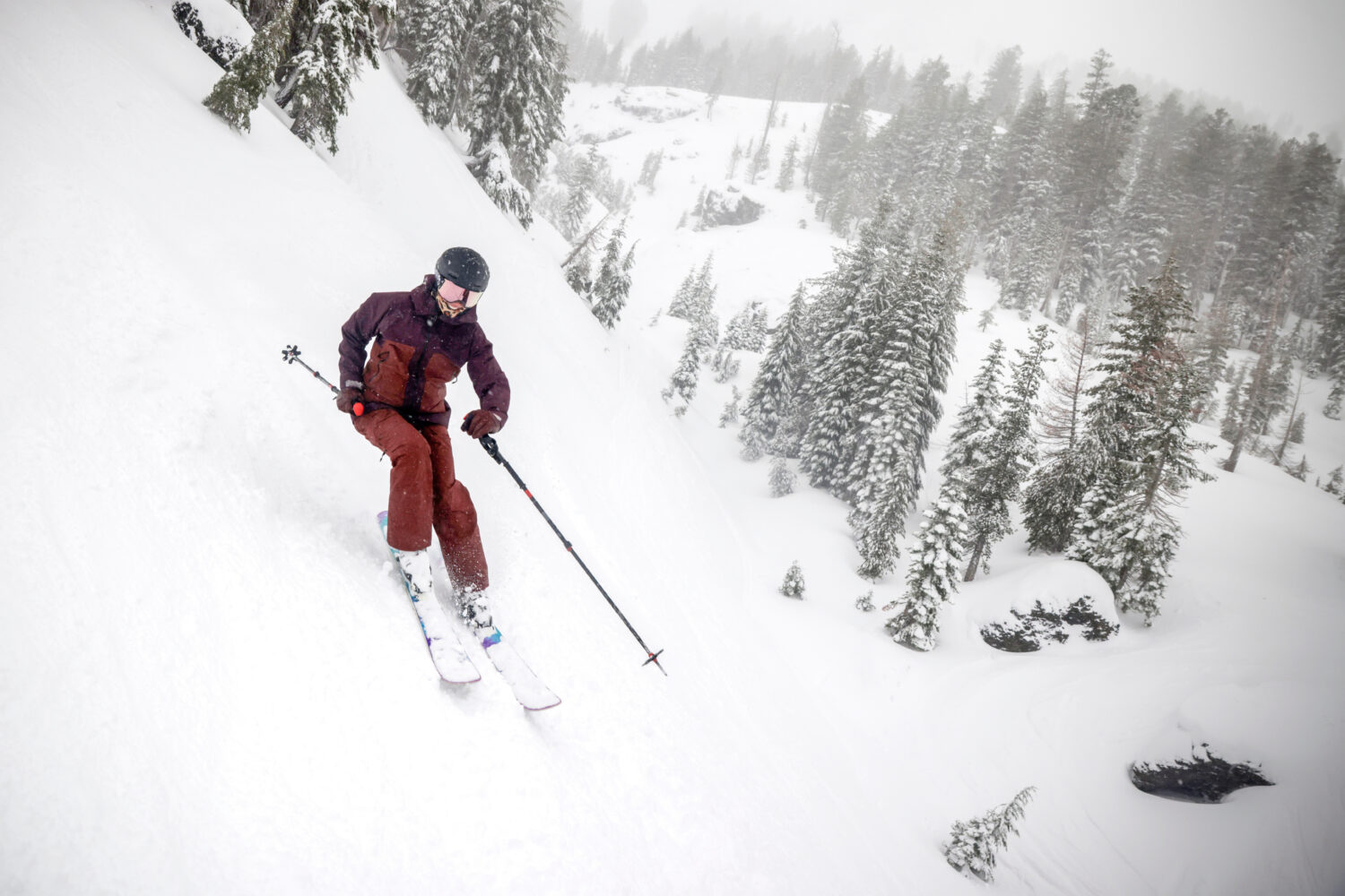 FILE - South Lake Tahoe resident and international fruit importer Meg Dowley skis Palisades at Kirk...