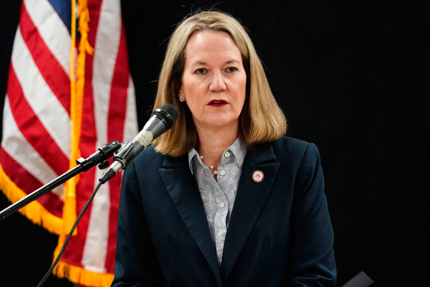 FILE - Arizona Attorney General Kris Mayes, March 19, 2025, in Florence, Ariz. (AP Photo/Darryl Web...