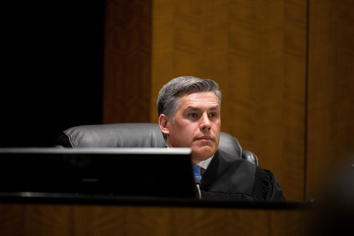 FILE - Fourth District Court Judge Tony Graf presides over a hearing for Tyler Robinson, accused in...