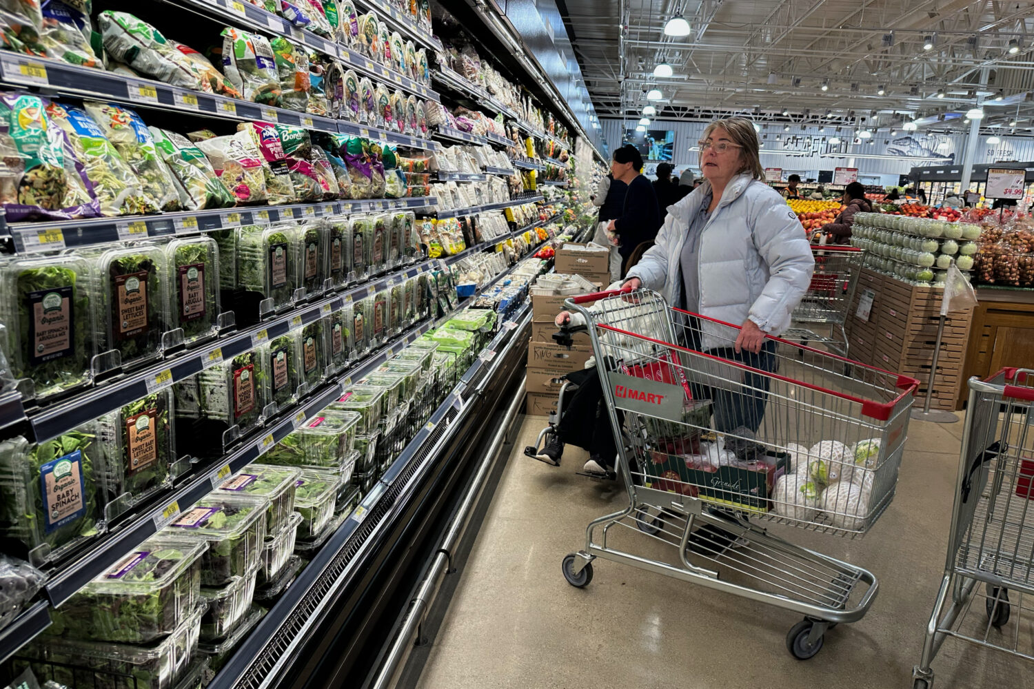 Shoppers shop at a grocery store in Schaumburg, Ill., Monday, Feb. 9, 2026. (AP Photo/Nam Y. Huh)Cr...