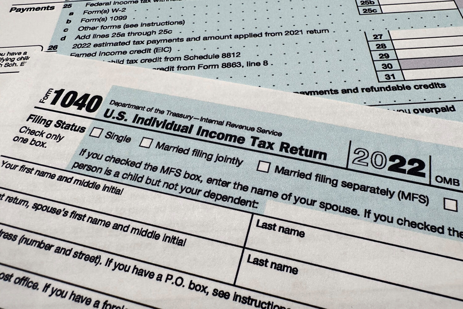 FILE - The Internal Revenue Service 1040 tax form for 2022 is seen on April 17, 2023. (AP Photo/Jon...