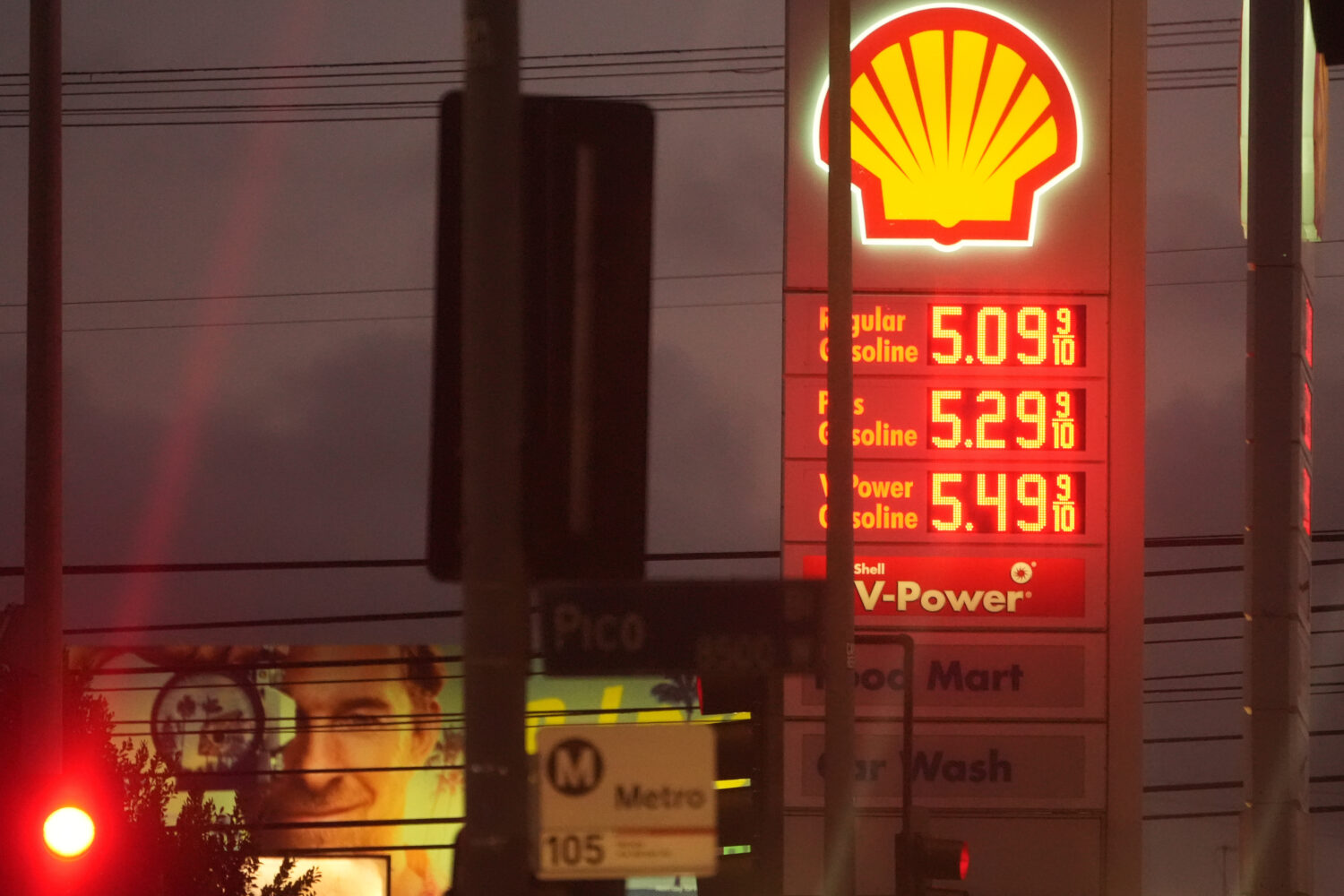 Gas prices are displayed, Monday, March 9, 2026, in Los Angeles. (AP Photo/Damian Dovarganes)Credit...