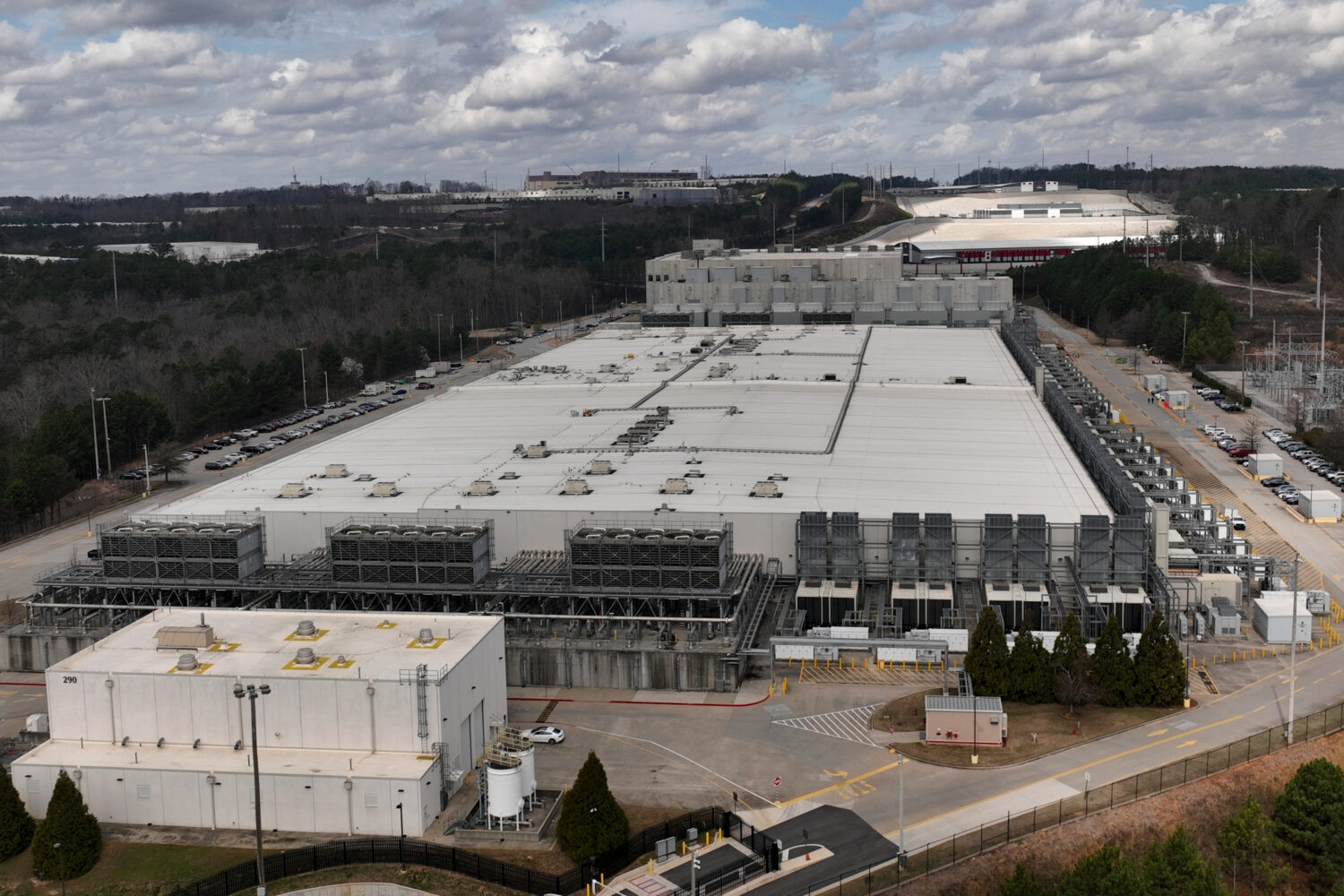 FILE - The Douglas County Google Data Center complex is seen, Friday, March 6, 2026, in Lithia Spri...