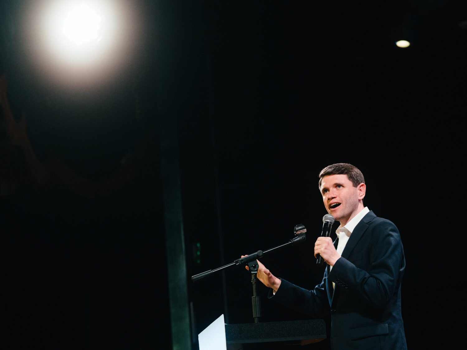 FILE - James Talarico, a Texas Democratic primary candidate for U.S. Senate, speaks during an event...