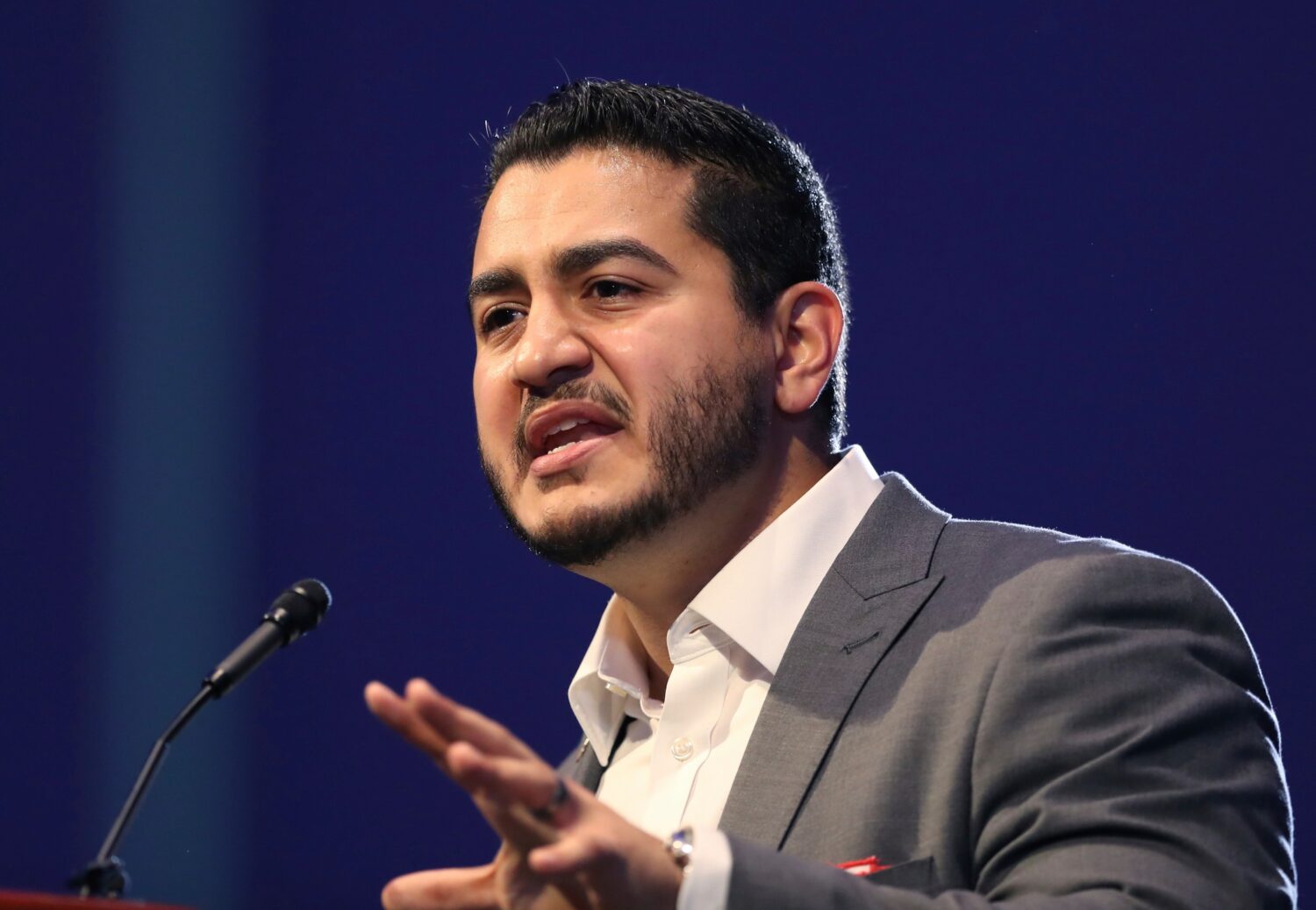 FILE - Michigan Democratic gubernatorial candidate Abdul El-Sayed, addresses supporters during a ra...