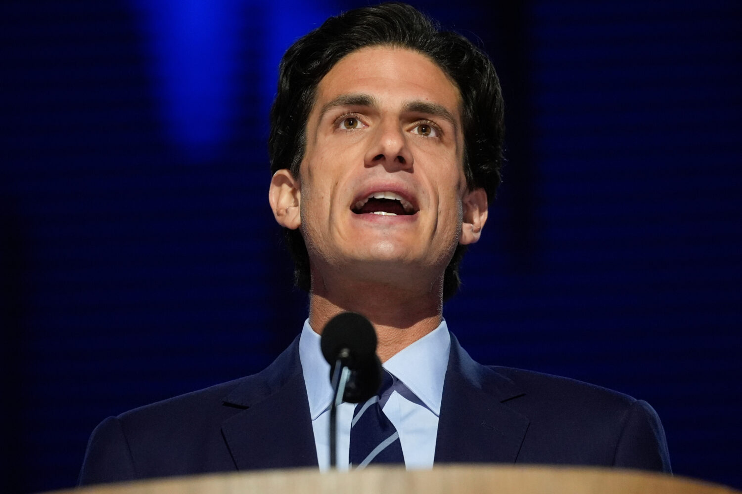FILE - Jack Schlossberg, grandson of former President John F. Kennedy, speaks during the Democratic...
