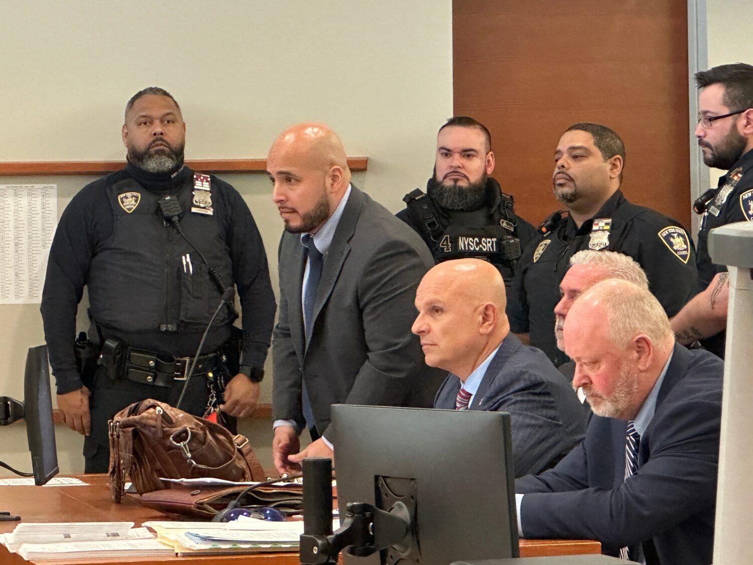Former New York City police sergeant Erik Duran stands during his sentencing hearing at the Bronx C...