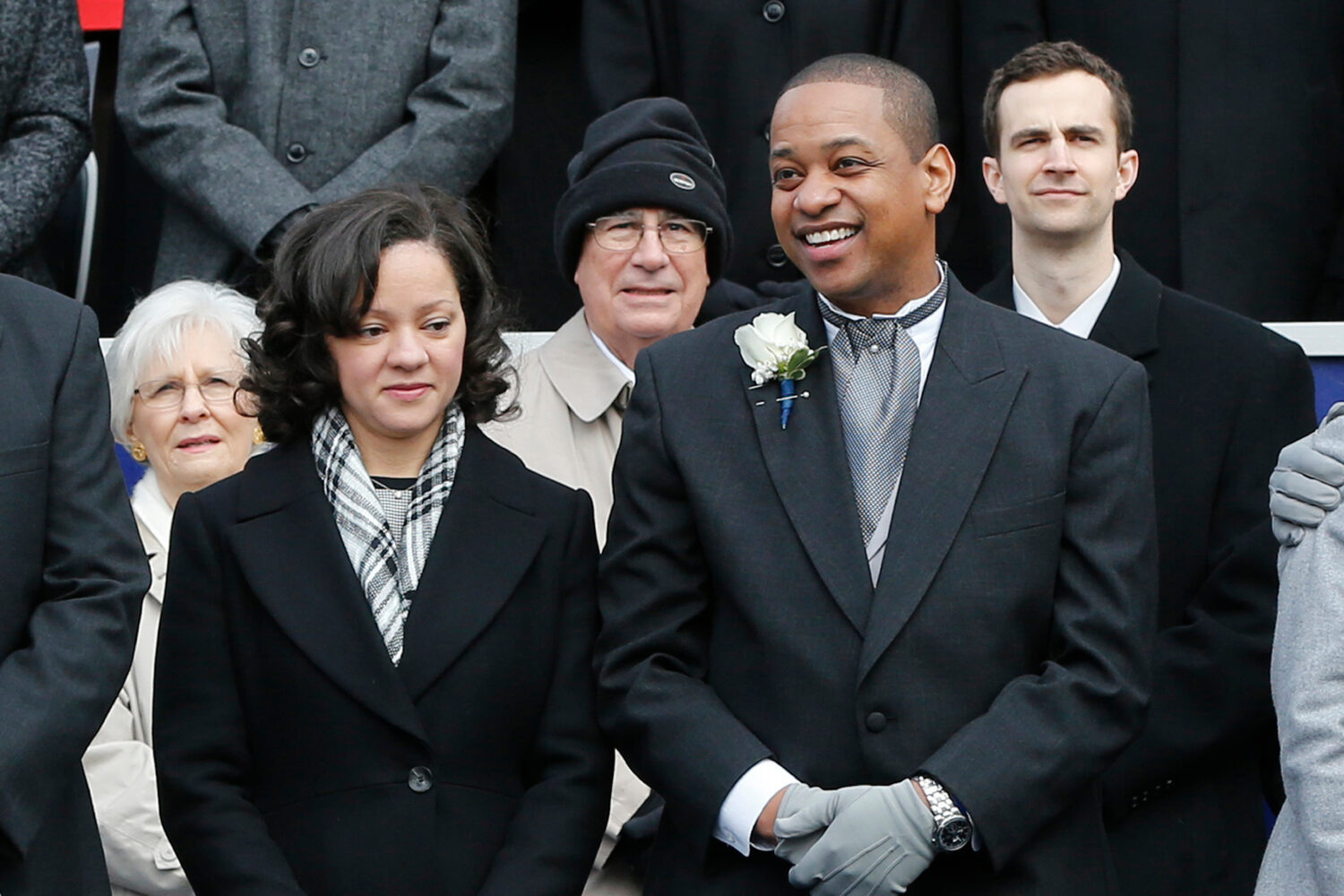 FILE - Lt. Gov. Justin Fairfax, right, and his wife, Cerina, at the inauguration of Gov. Ralph Nort...