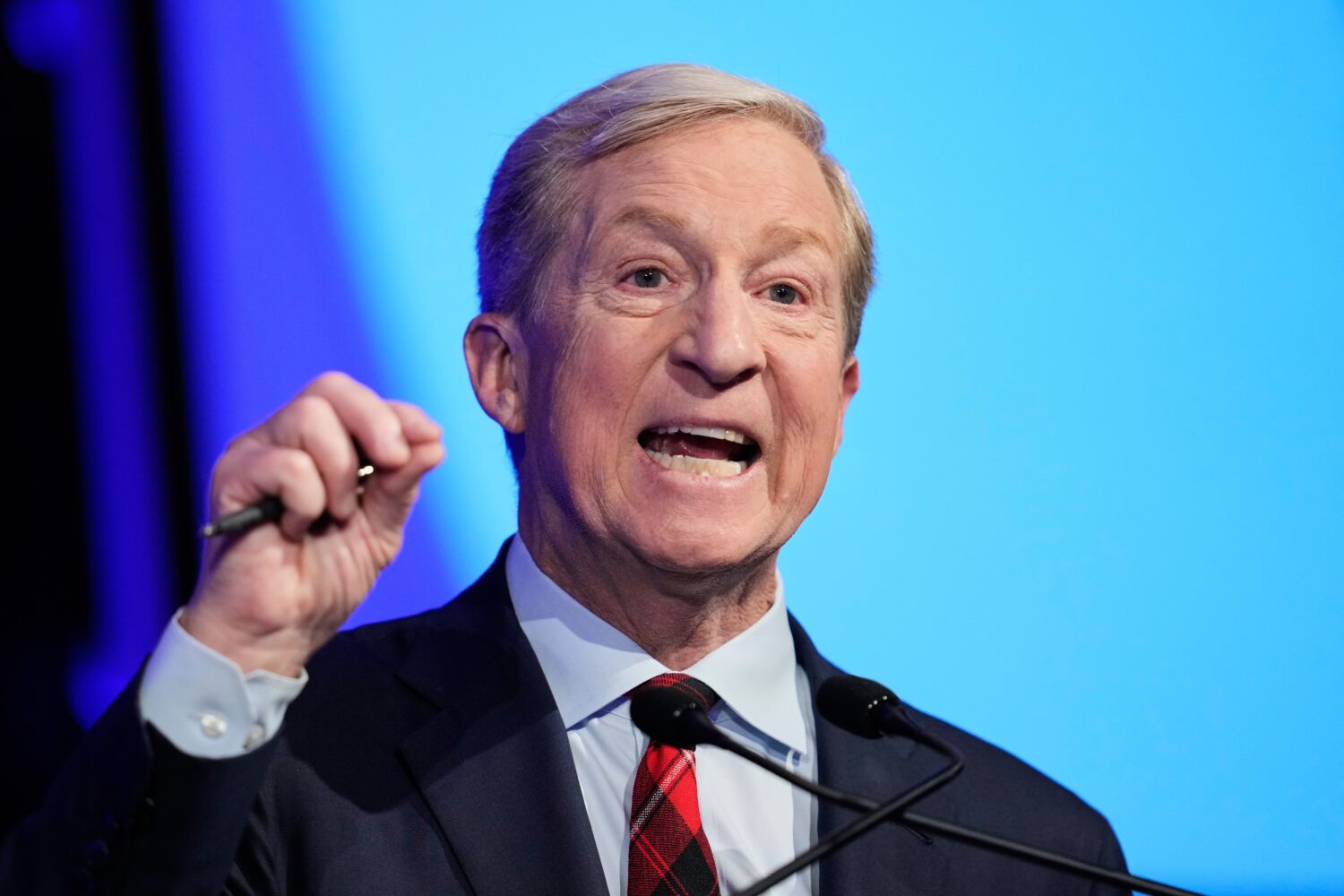Tom Steyer speaks during a California gubernatorial debate hosted by CBS Bay Area and the San Franc...