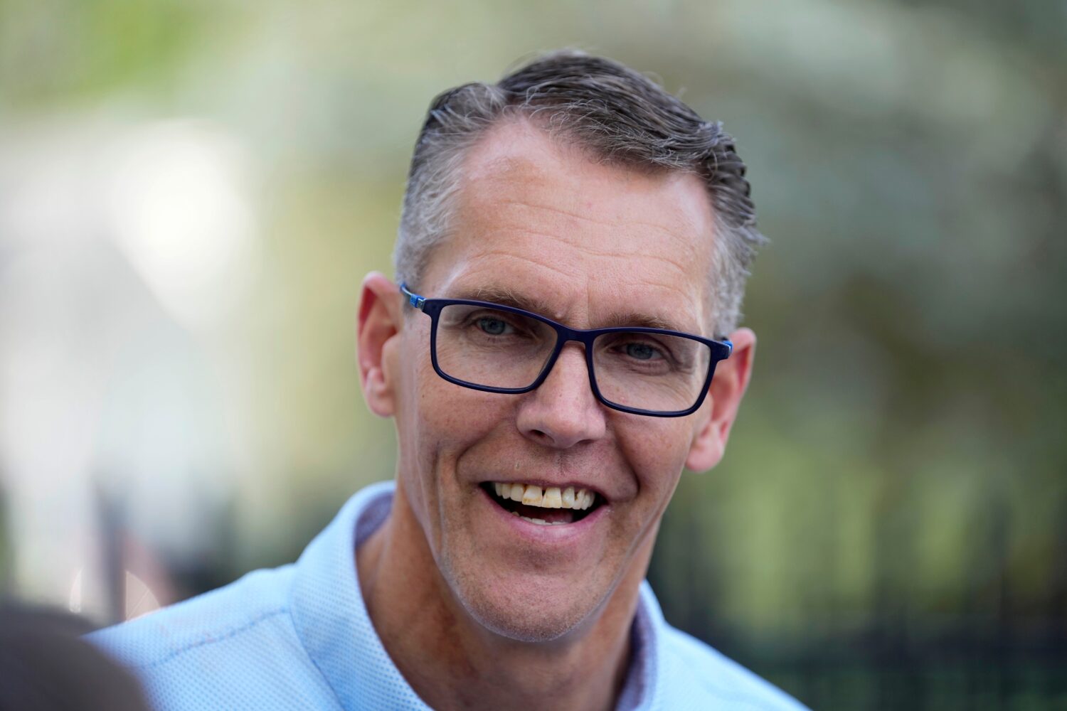 Rep. Randy Feenstra, R-Iowa, campaigns for the Republican nomination for governor during a rally wi...