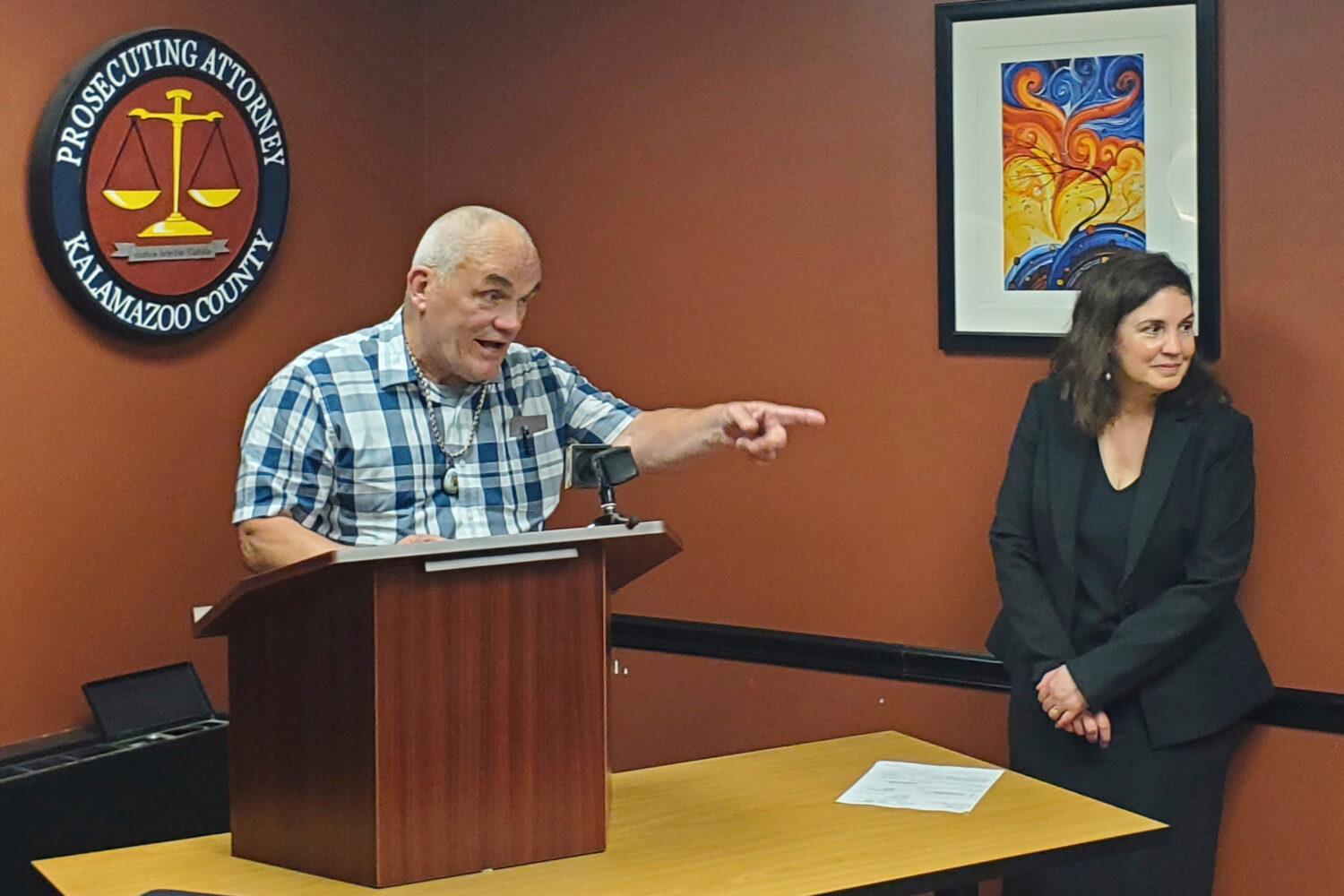 FILE -Jeff Titus speaks at a news conference after learning he will not face a second trial after h...
