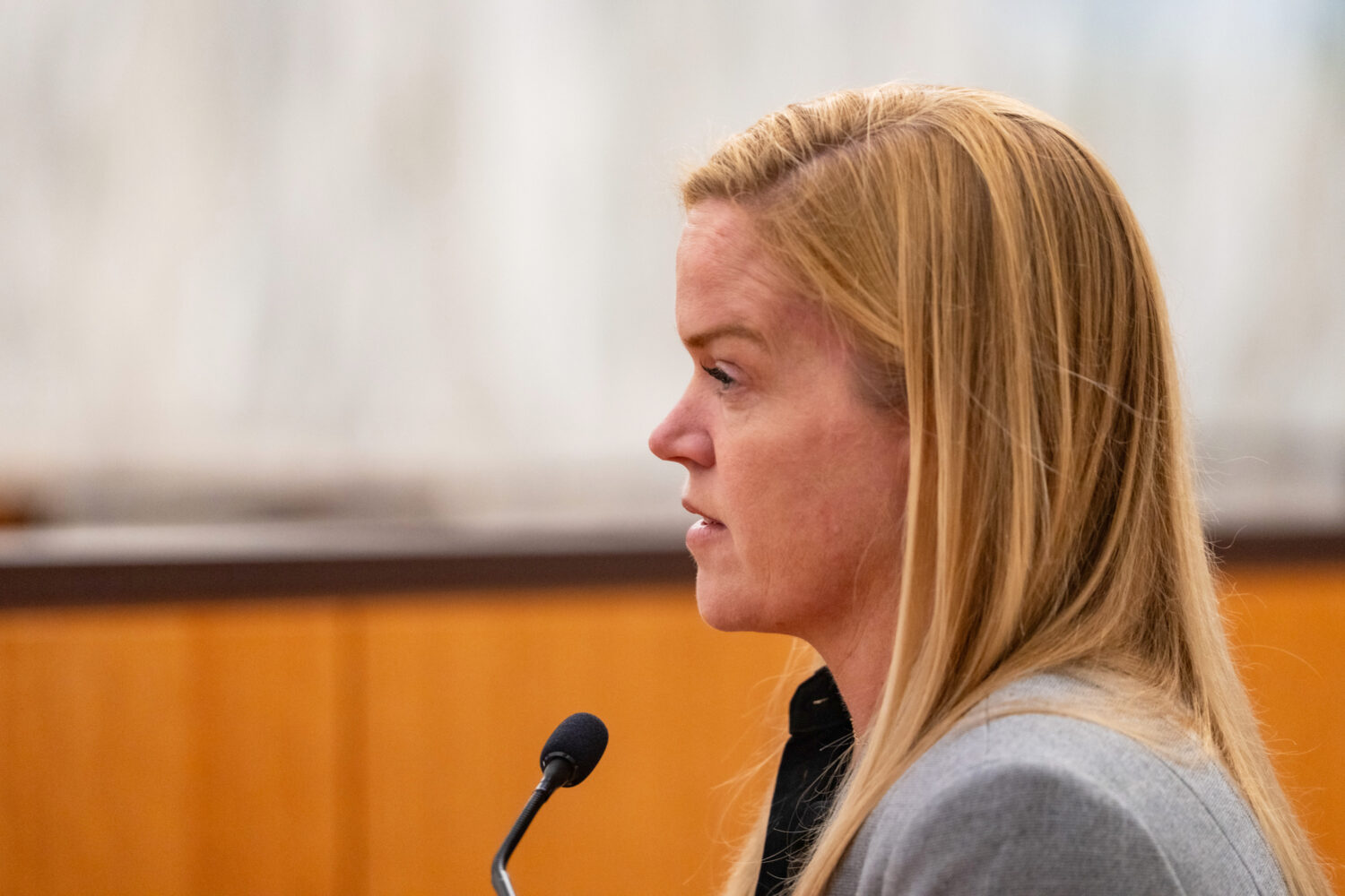 FILE - Camp director Mary Liz Eastland is questioned during a hearing on a suit against Camp Mystic...