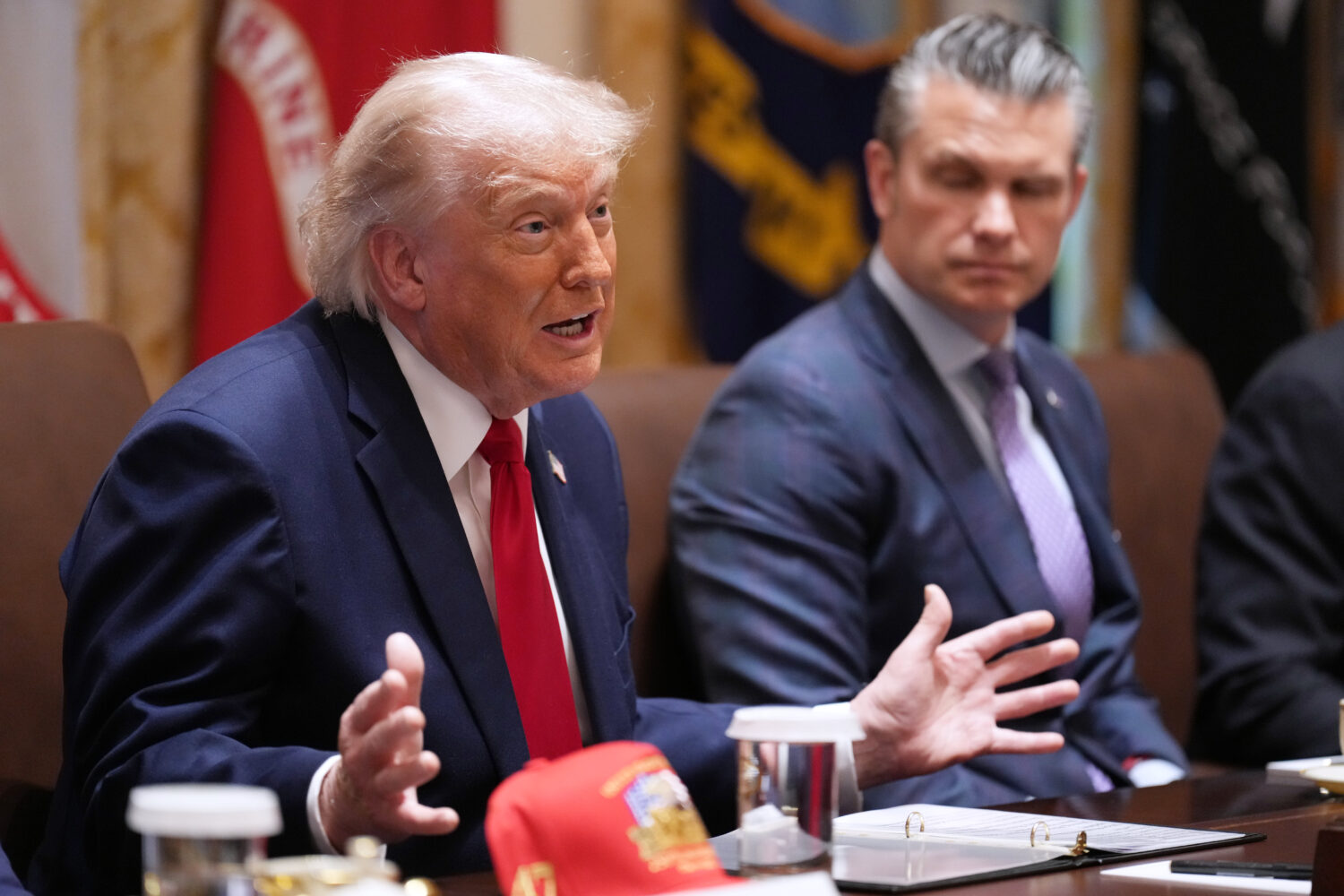 President Donald Trump speaks during a Cabinet meeting at the White House, Wednesday, May 27, 2026,...
