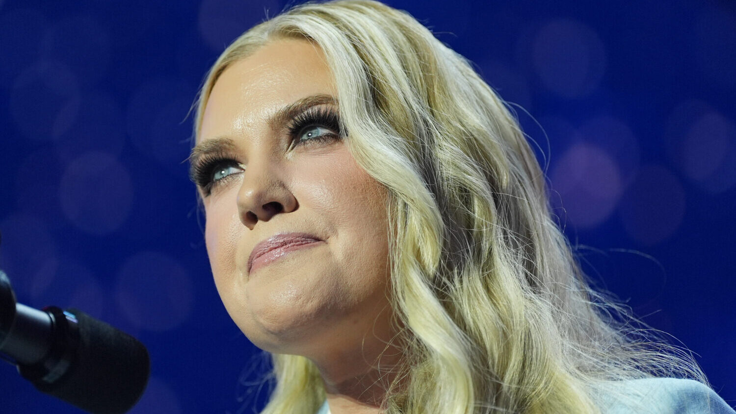 FILE - Erika Kirk speaks before President Donald Trump at a Turning Point USA event at Dream City C...