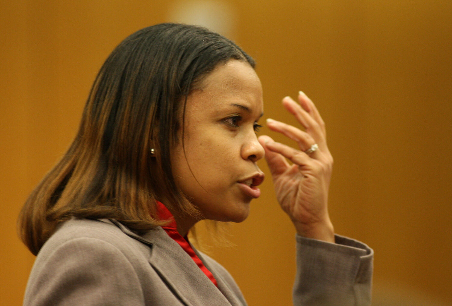 FILE - Fulton County Senior ADA Eleanor Ross speaks during opening statements Wednesday, Feb. 17, 2...