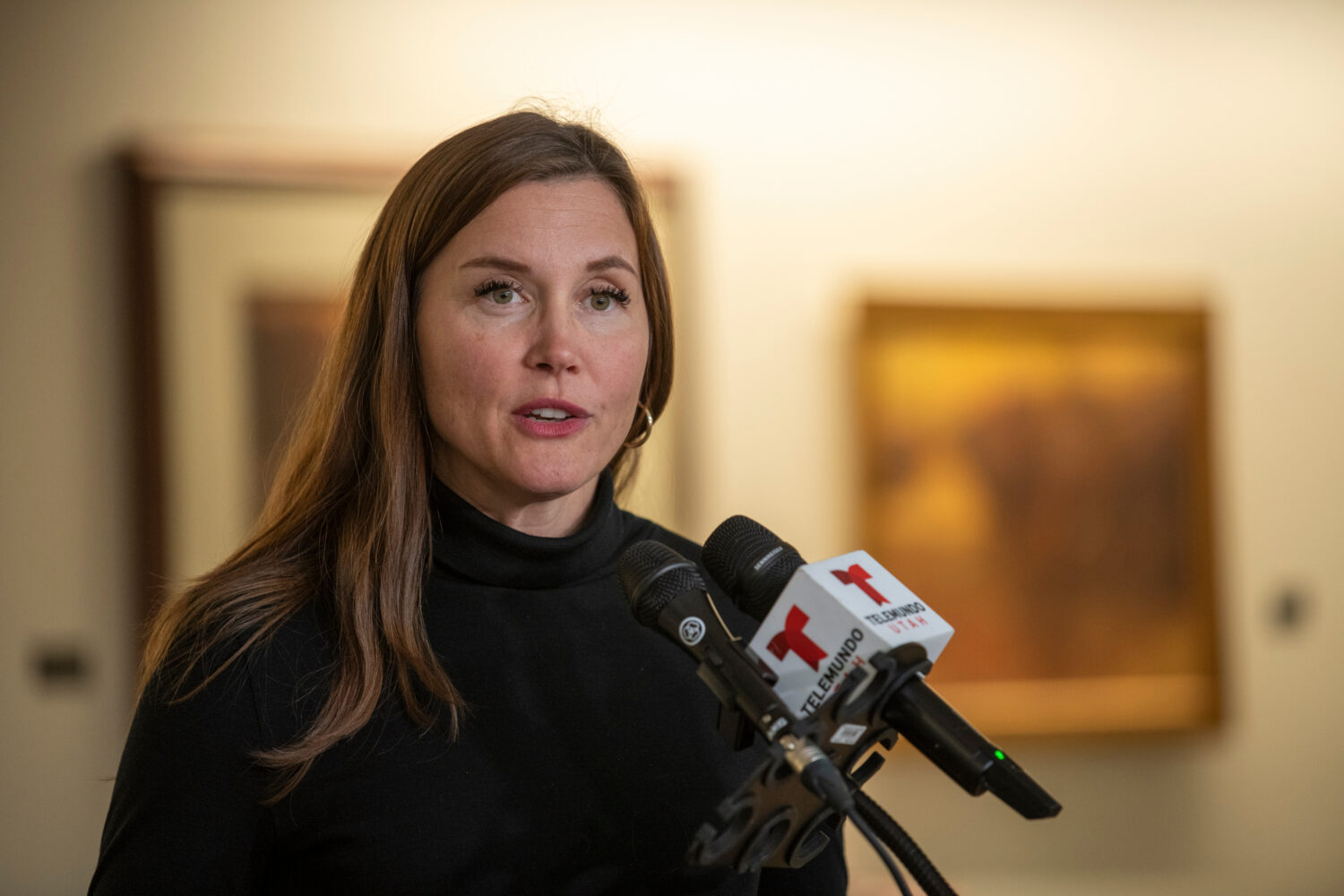 FILE - Salt Lake City Mayor Erin Mendenhall speaks at the Salt Lake City International Airport in S...