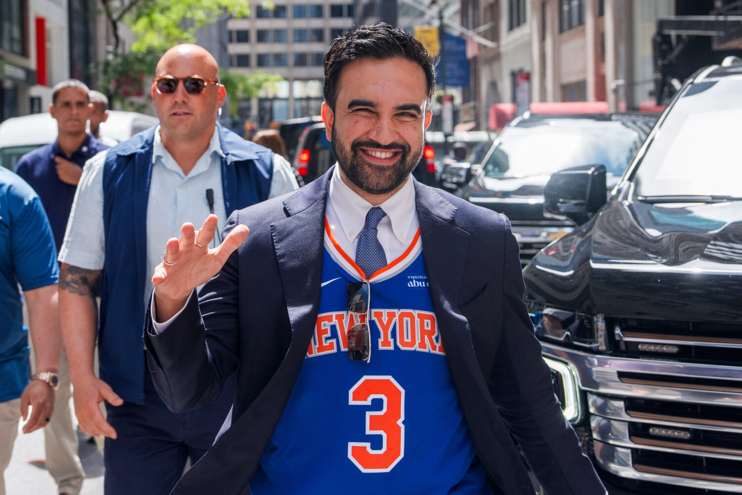 New York City Mayor Zohran Mamdani arrives to take part in the National Puerto Rican Day Parade, Su...
