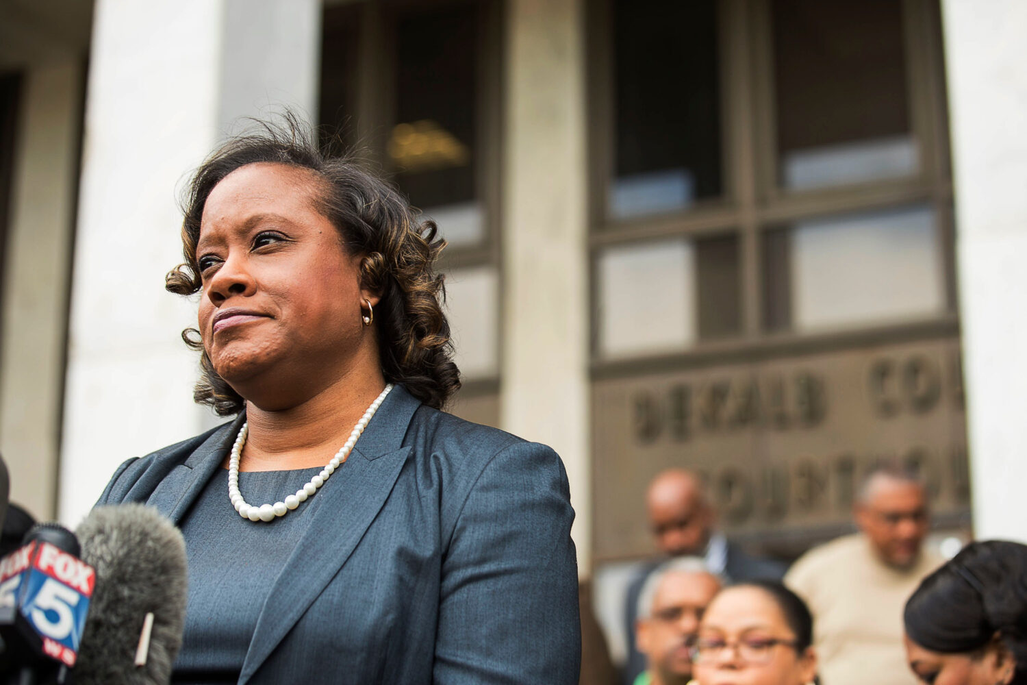 FILE - DeKalb County District Attorney Sherry Boston speaks during a news conference in Decatur, Ga...