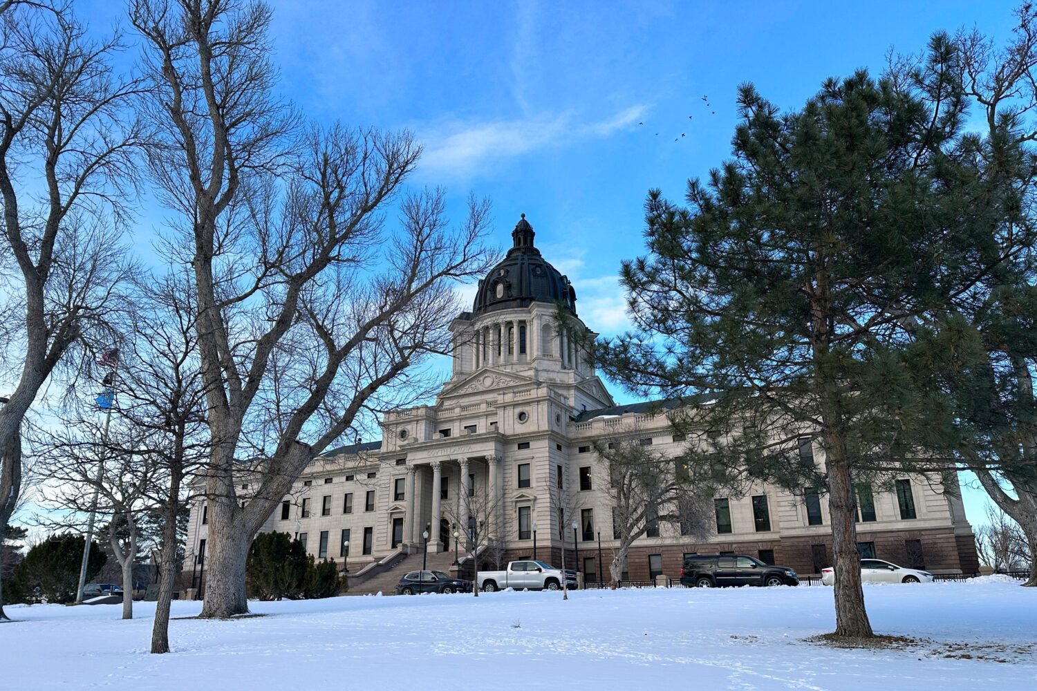 FILE - The South Dakota Capitol stands in Pierre, S.D., Jan. 10, 2024. (AP Photo/Jack Dura, File)Cr...