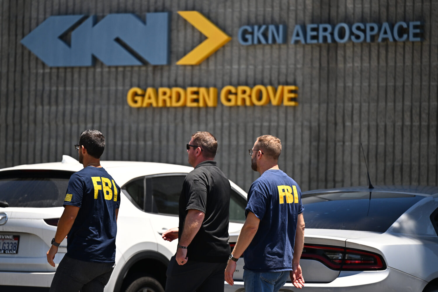 FBI agents work around GKN Aerospace in Garden Grove, Calif. on Wednesday, June 10, 2026. (AP Photo...