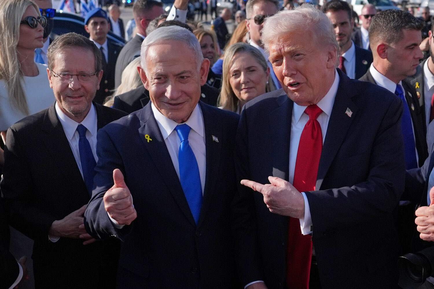 FILE - President Donald Trump poses for a photo with Israel's Prime Minister Benjamin Netanyahu bef...